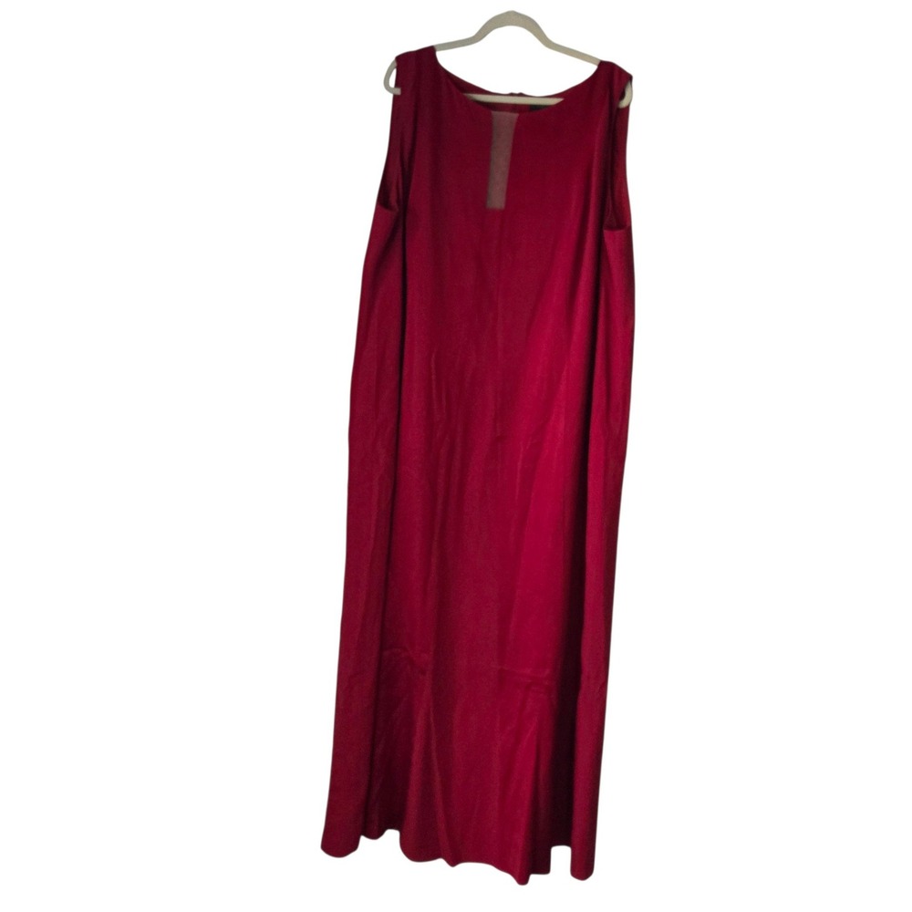 Marina Rinaldi Deciso Maxi Dress 24W Red NWT Italy Sleeveless Mesh Column $1495